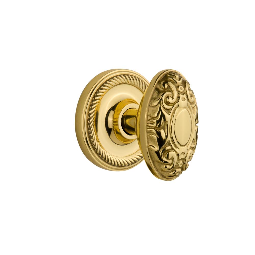 Nostalgic Warehouse ROPVIC Privacy Knob Rope rosette with Victorian Knob in Polished Brass